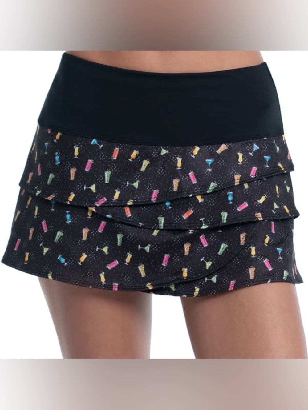 Lucky in Love Black Skirt/Skort with Cocktails design 🍹